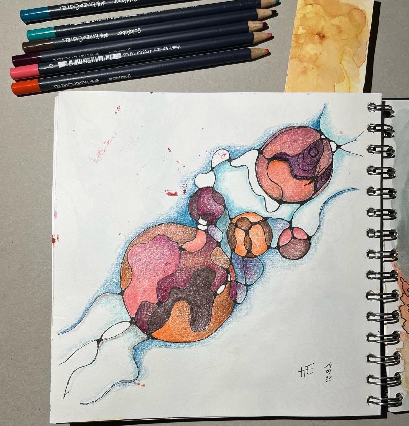 ‘The flow of life’ – neurographic in kleurpotlood (schetsboek)