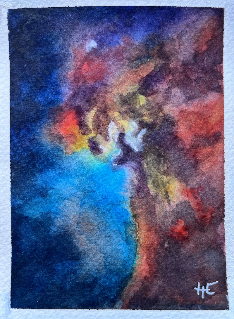 ‘Lagoon nebula’ – postkaart in aquarel (papier)